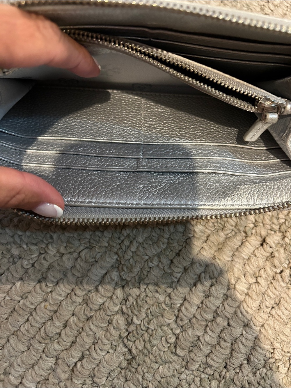 Tory Burch Silver Metallic Zip-Around Wallet - Picture 6 of 10